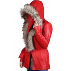 Women's Goldie Hawn Christmas Coat with Faux Fur Hood – Mrs. Claus Edition-1