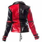 Women's Harley Quinn Heartless Asylum Studded Biker Leather Jacket-1