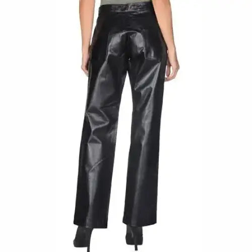 Women’s High-Rise Waist Leather Pants-1