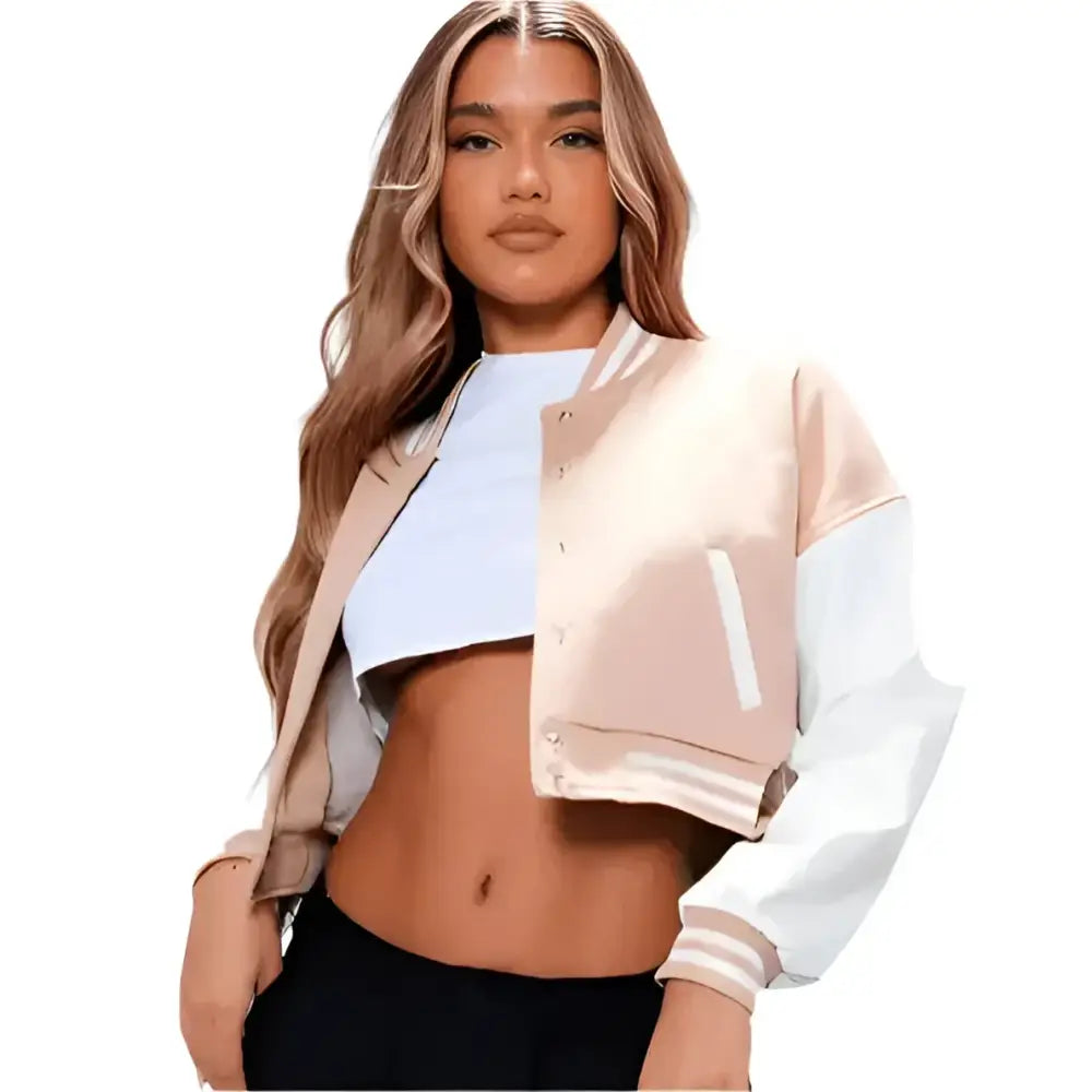 Women's Classic Brown Leather Varsity Bomber Jacket-0