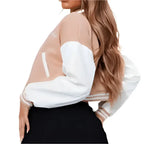 Women's Classic Brown Leather Varsity Bomber Jacket-2