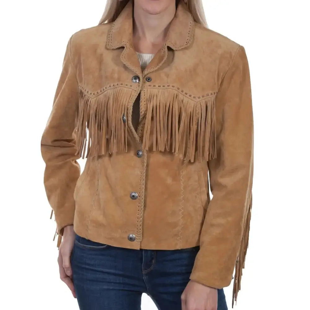 Women's Old Rust Suede Fringe Jacket-0