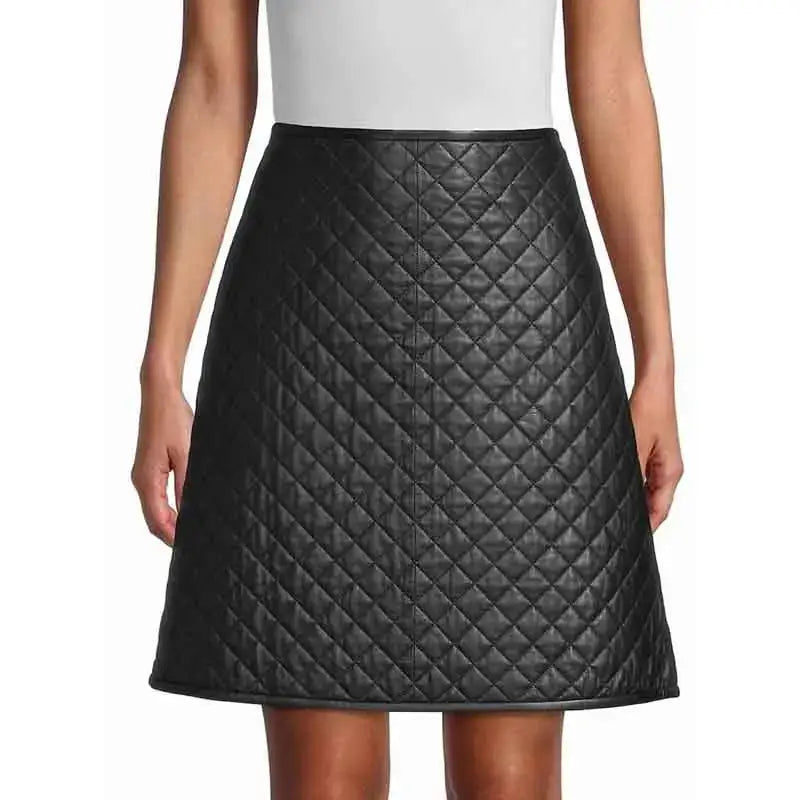 Women’s Quilted Leather Skirt-1