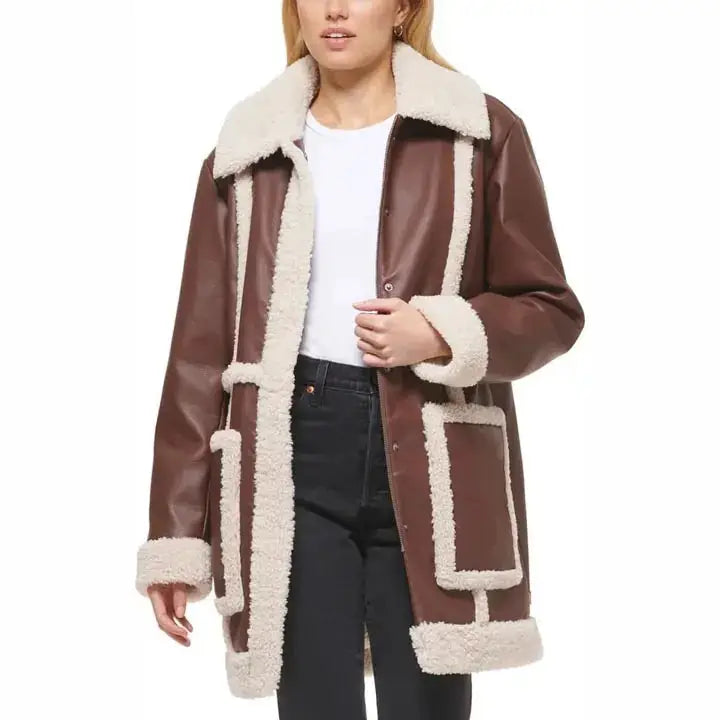 Women’s RAF Aviator Shearling Leather Jacket-3