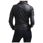 Women’s Slim Fit Black Genuine Leather Jacket – Innovative Design-1