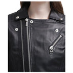 Women’s Slim Fit Black Genuine Leather Jacket – Innovative Design-2