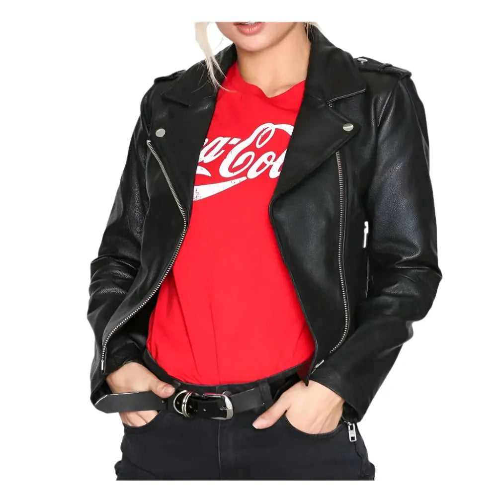 Women's Slim Fit Biker Leather Jacket-1