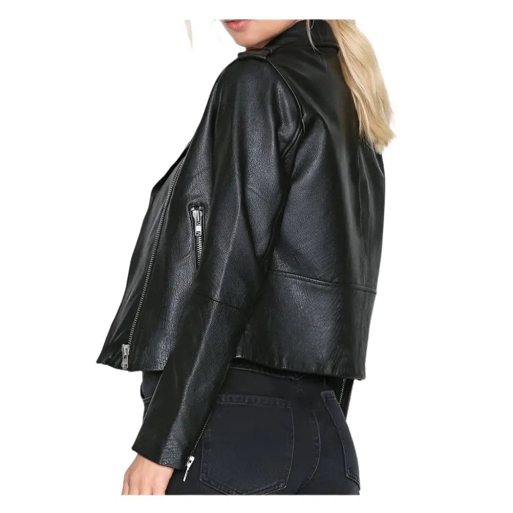Women's Slim Fit Biker Leather Jacket-2