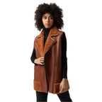 Women’s Tan Brown B3 Bomber Shearling Vest-0