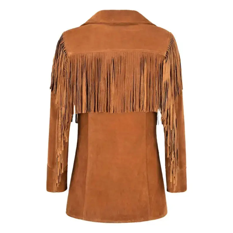 Women's Western Fringe Leather Jacket-1
