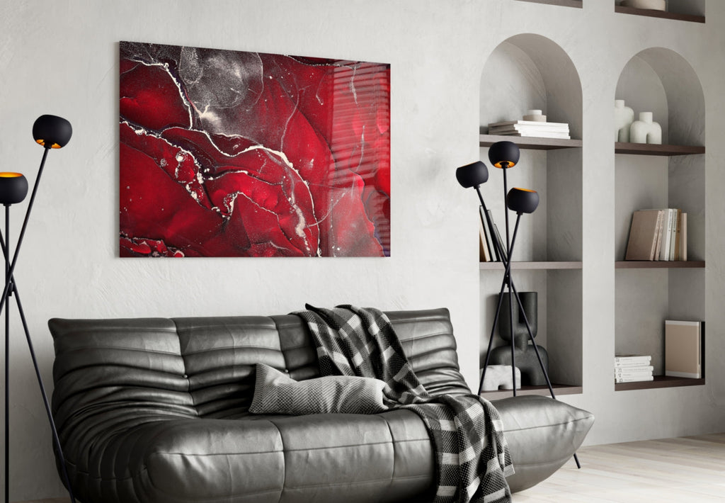 Red Marbellous Glass Wall Art-3